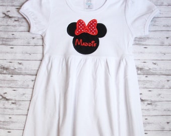 Minnie Mouse Dress, Monogrammed little girls dress, minnie disney dress, Personalized dress, Disney Outfit