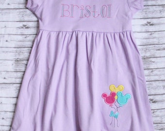 Embroidered Disney Birthday Dress, Monogrammed little girls dress, Personalized Disney dress, Disney Outfit