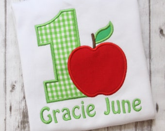 Embroidered Apple Birthday Shirt, First Birthday Apple Shirt, Apple Birthday Outfit, 1st Birthday Apple Shirt