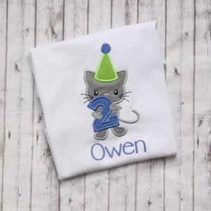 Embroidered Kitten Birthday Shirt, Girls Cat Birthday T-shirt, Little Girls Birthday Outfit, Kitten Shirt, Personalized birthday shirt