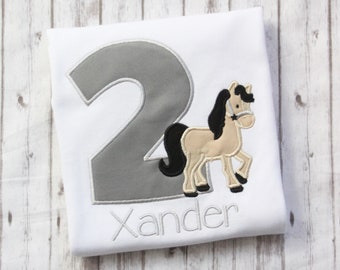 Embroidered Horse Birthday Shirt, Boys Birthday T-shirt,