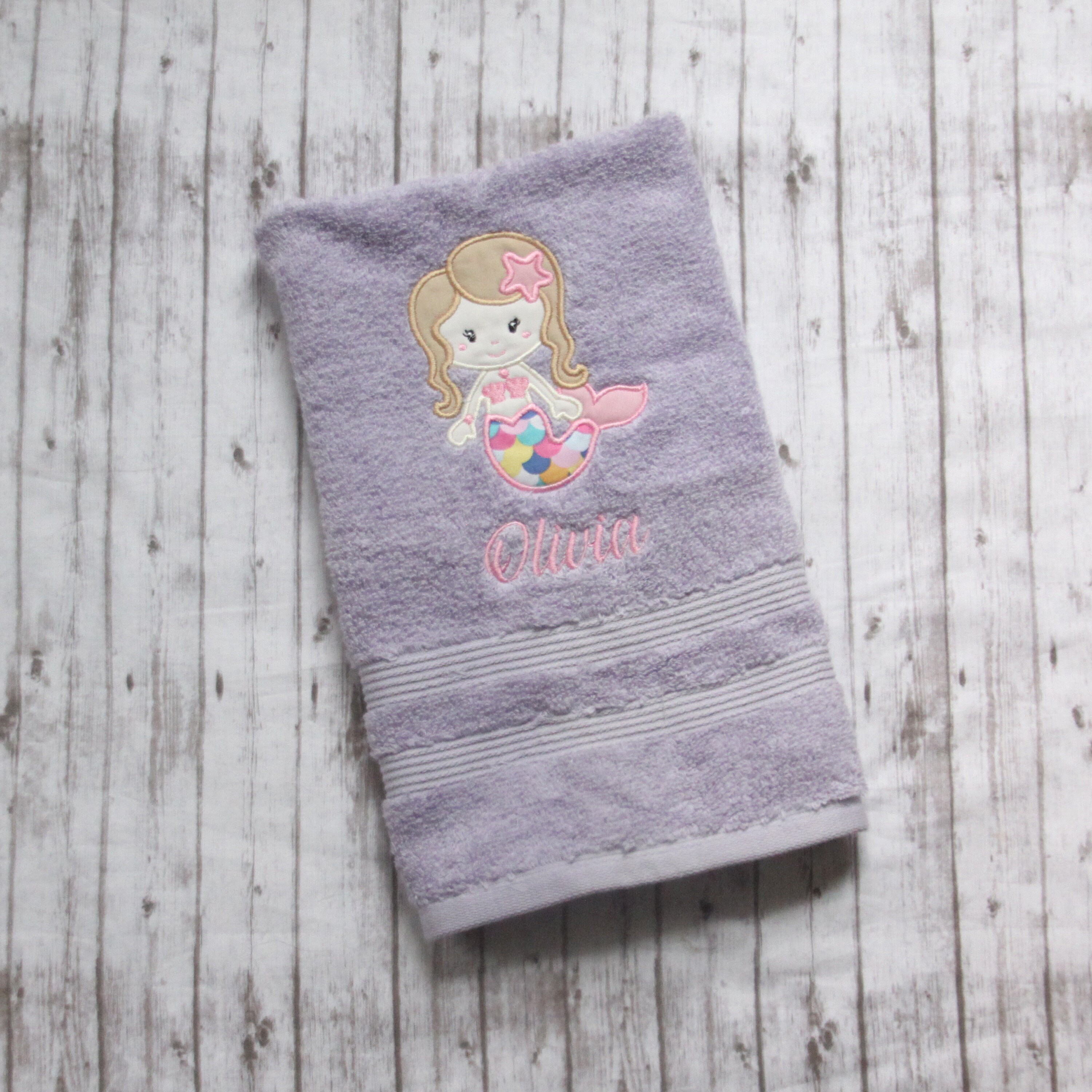 Mermaid Hand Towel Embroidered Hand Towel Little Girls Etsy UK