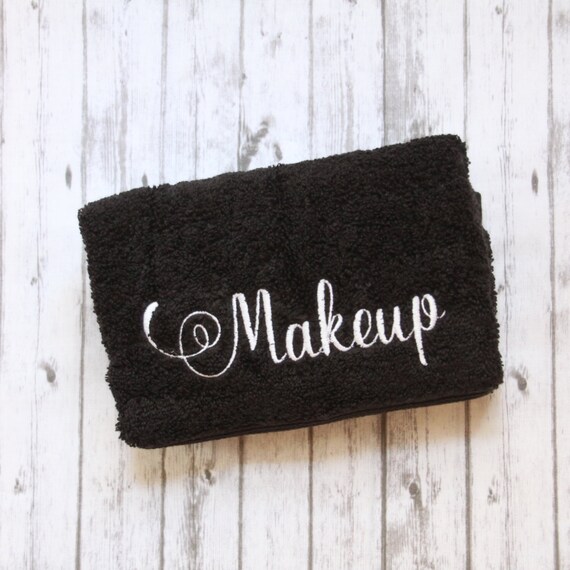 Embroidered Makeup Towel Black Makeup Towel Makeup Remover Etsy