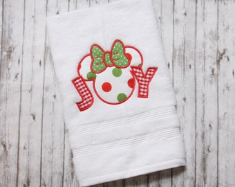 Disney Christmas Towel, Embroidered Minnie Towel, Embroidered Christmas Towel, Disney Christmas Decor