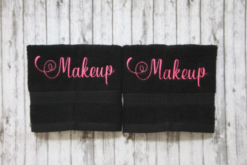Makeup Washcloth Black Makeup Towel Embroidered Bath Wash Etsy