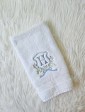 Embroidered bath hand towel, Floral Crest