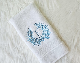 Embroidered bath hand towel, monogrammed hand towel, Beach Bath Decor, bathroom decor