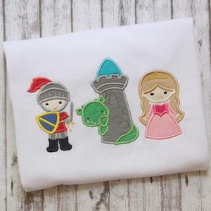 Embroidered Princess shirt, Castle shirt, Princess birthday shirt, Princess and knight shirt