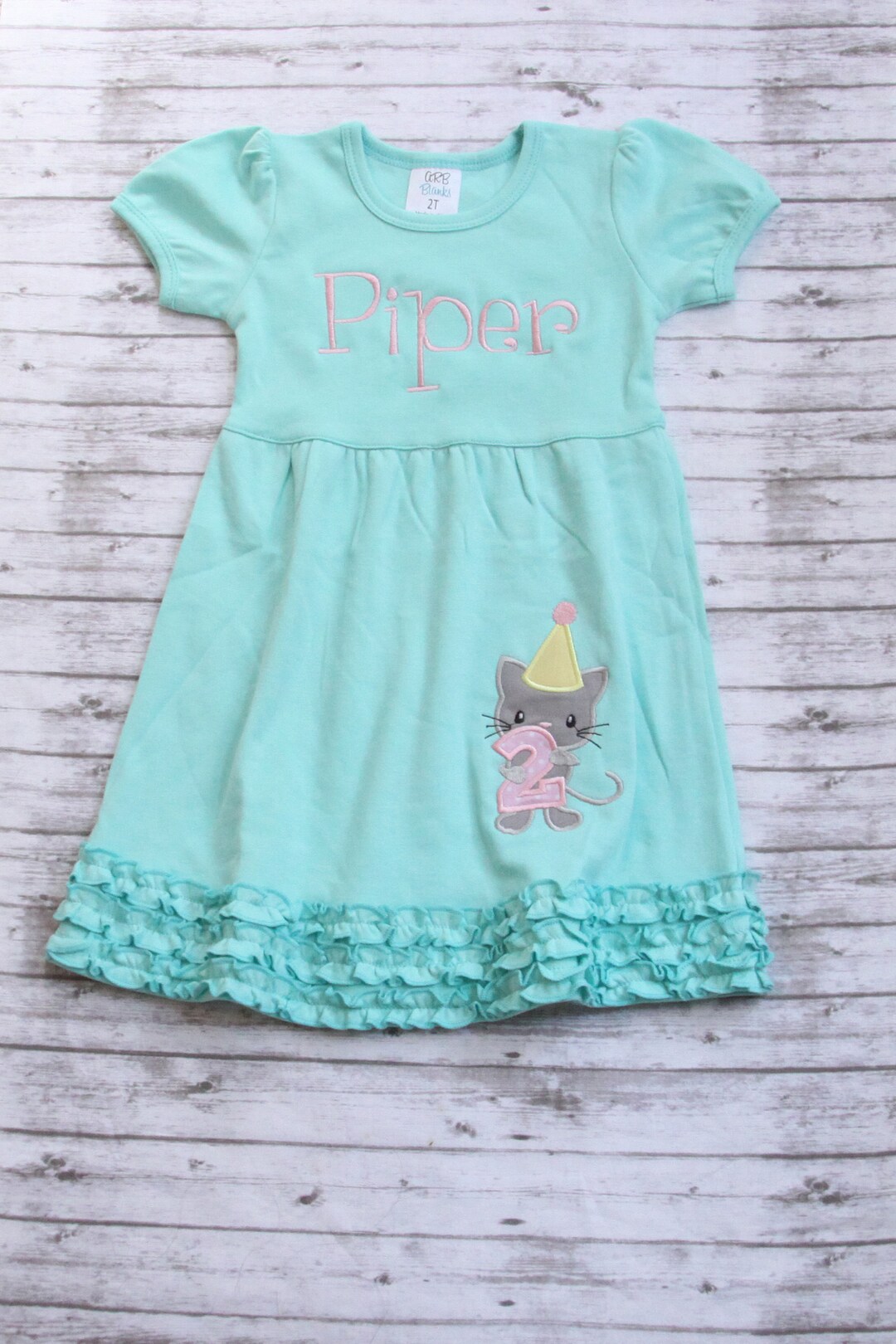 Kitten Dress Embroidered Cat Birthday Dress Kitty Birthday Etsy