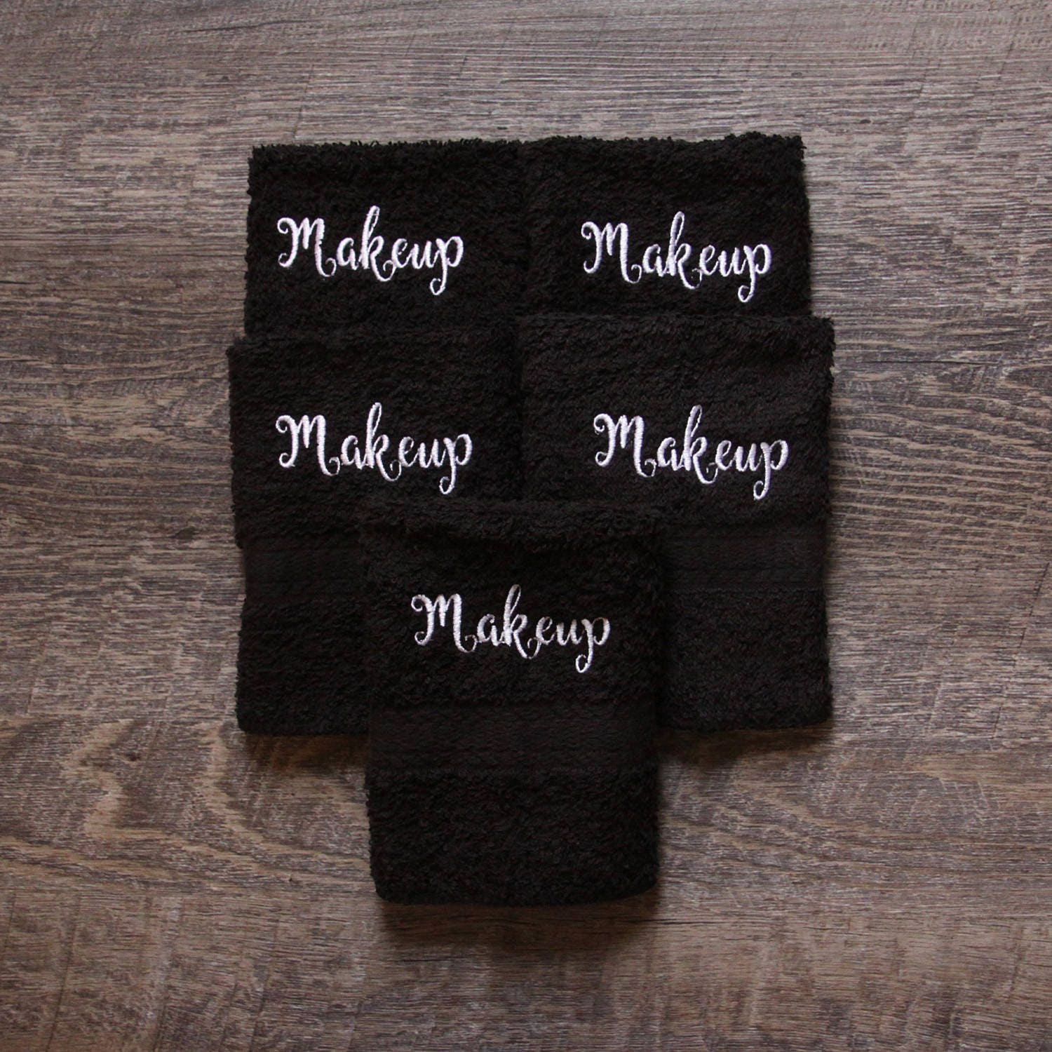 Makeup Washcloth, Black Makeup Towel, Embroidered Bath Wash Cloth,  Monogrammed Bath Wash Cloth, Embroidred Hand Towel 