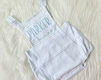 Baby Name Embroidered Romper, Embroidered Sunsuit