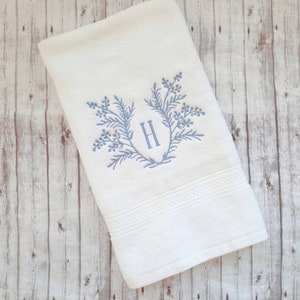 Embroidered bath hand towel, monogrammed hand towel, Beach Bath Decor, bathroom decor image 1