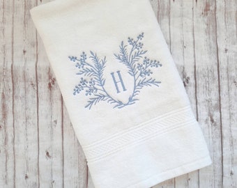 Embroidered bath hand towel, monogrammed hand towel, Beach Bath Decor, bathroom decor