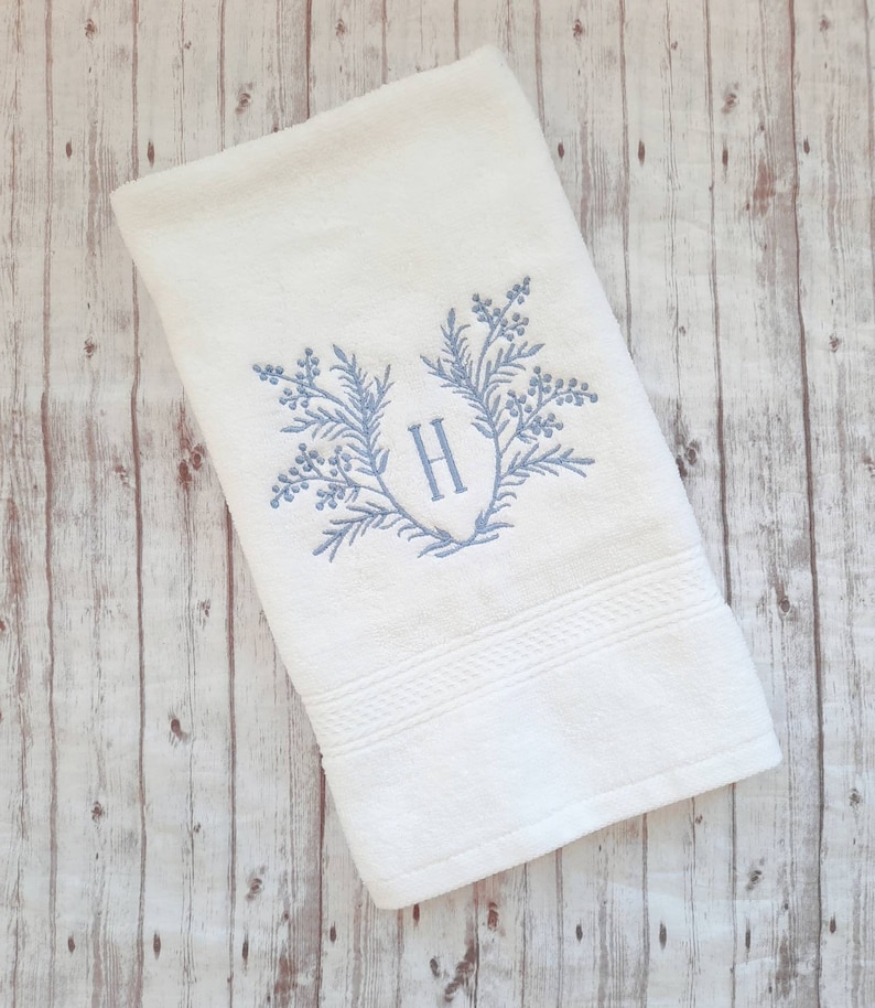 Embroidered bath hand towel, monogrammed hand towel, Beach Bath Decor, bathroom decor image 1