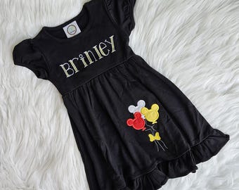 Embroidered Disney Birthday Dress, Monogrammed little girls dress, Personalized Disney dress, Disney Outfit, Balloon dress