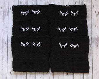 makeup washcloth, black makeup towel, embroidered bath wash cloth, monogrammed bath wash cloth, embroidred hand towel
