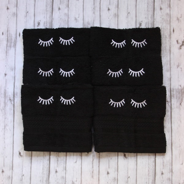 makeup washcloth, black makeup towel, embroidered bath wash cloth, monogrammed bath wash cloth, embroidred hand towel