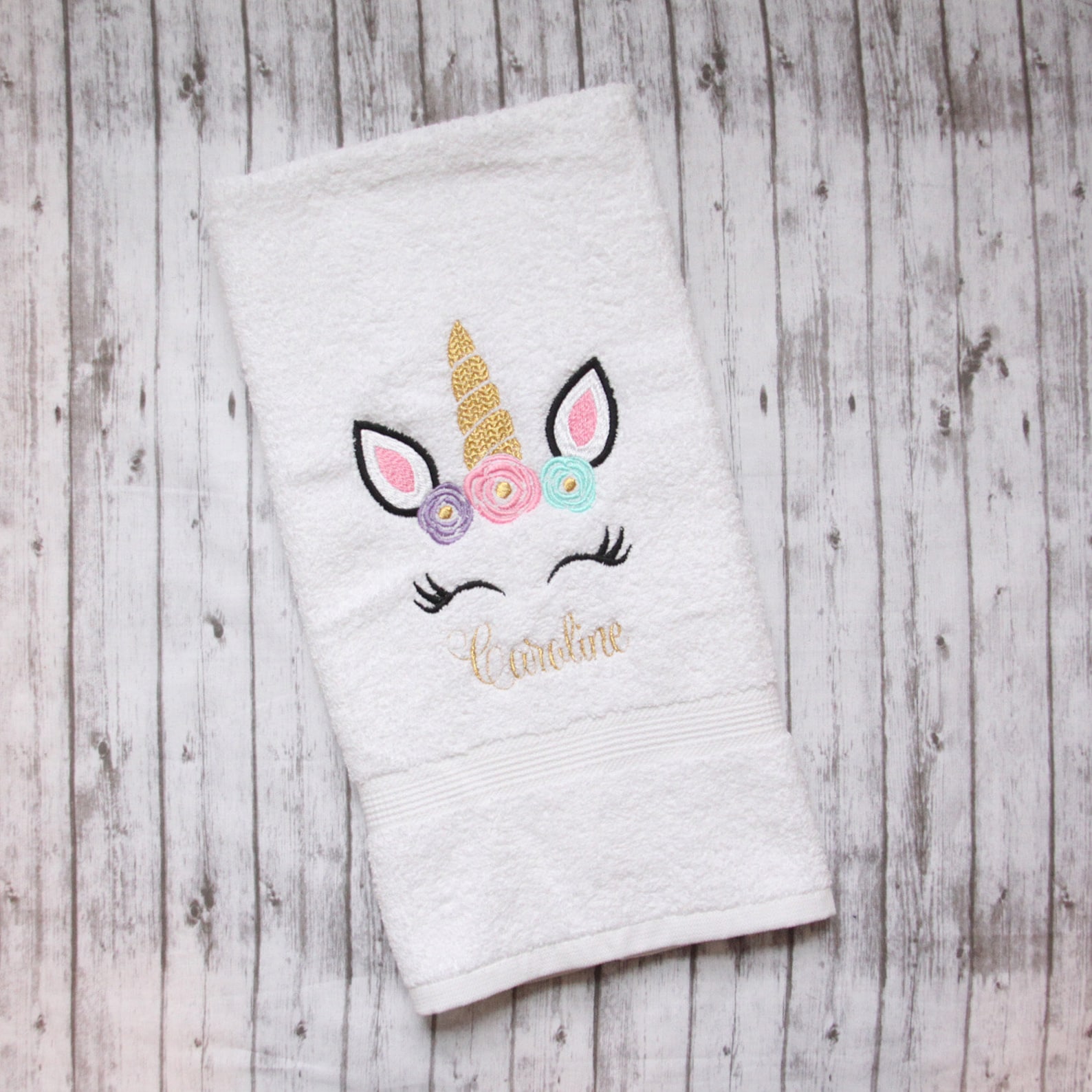 Unicorn Hand Towel Embroidered Hand Towel Little Girls Etsy