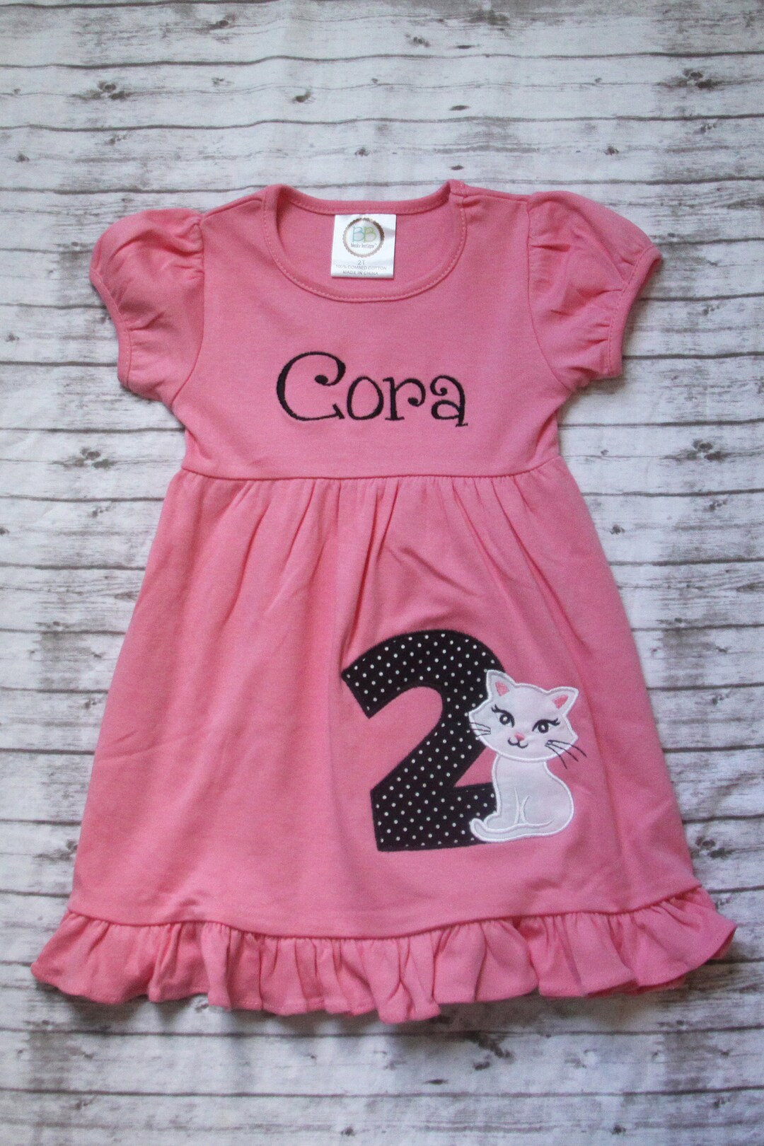 Beautiful Cat Design Dress For Baby Girl #POE6587 main image 1