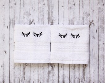 Eyelash Washcloth, Eyelash decor, Eyelash Embroidery,