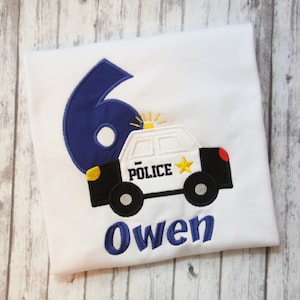 Police Car Birthday Shirt, Embroidered Police Birthday Shirt, Car Birthday Shirt, Embroidered Birthday Shirt