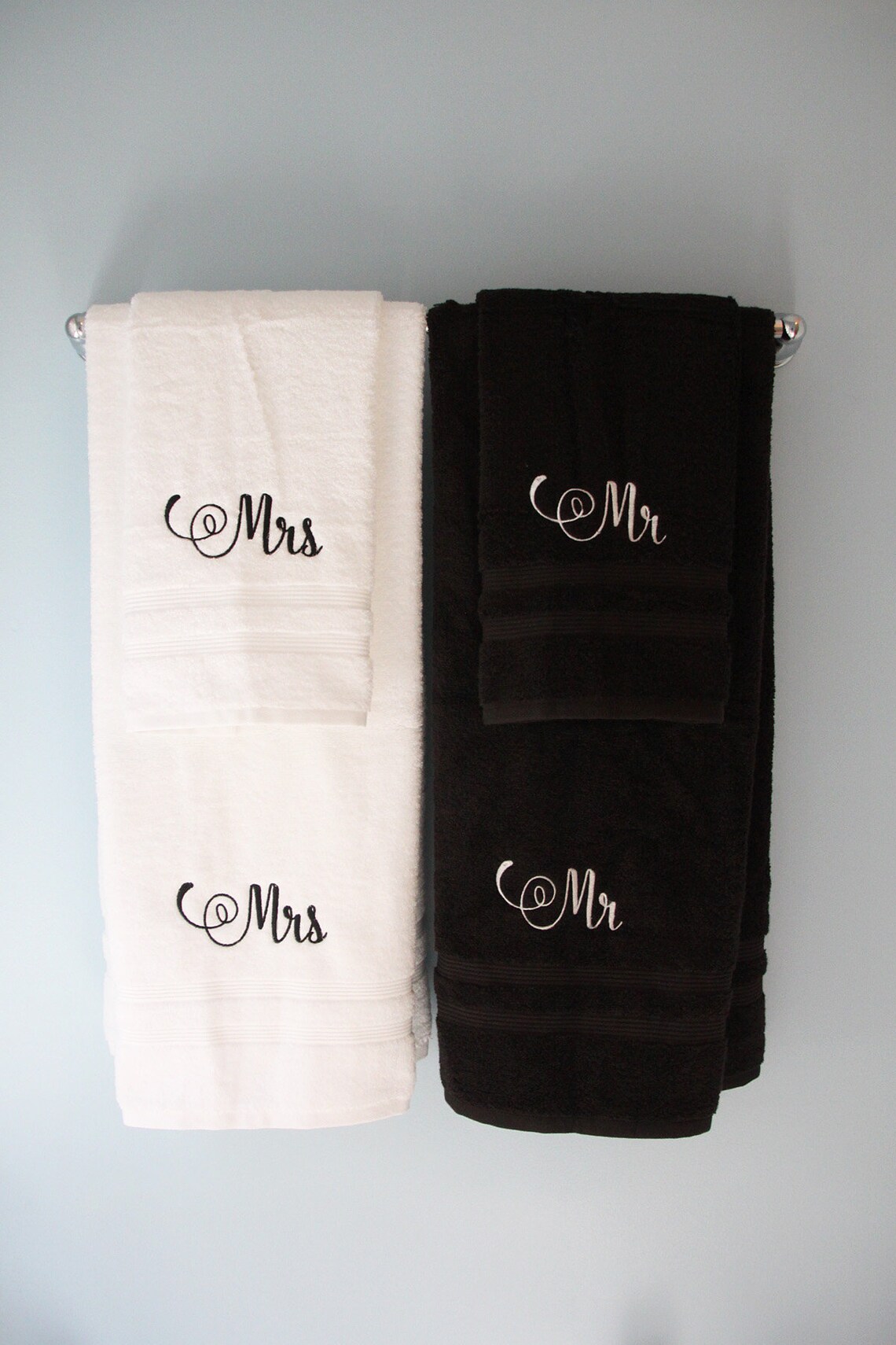 Embroidered Mr and Mrs Towel Just Married Towel Bridal Gift Etsy