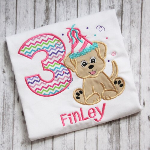 Embroidered Puppy Birthday Shirt Girls Puppy Dog Birthday Etsy
