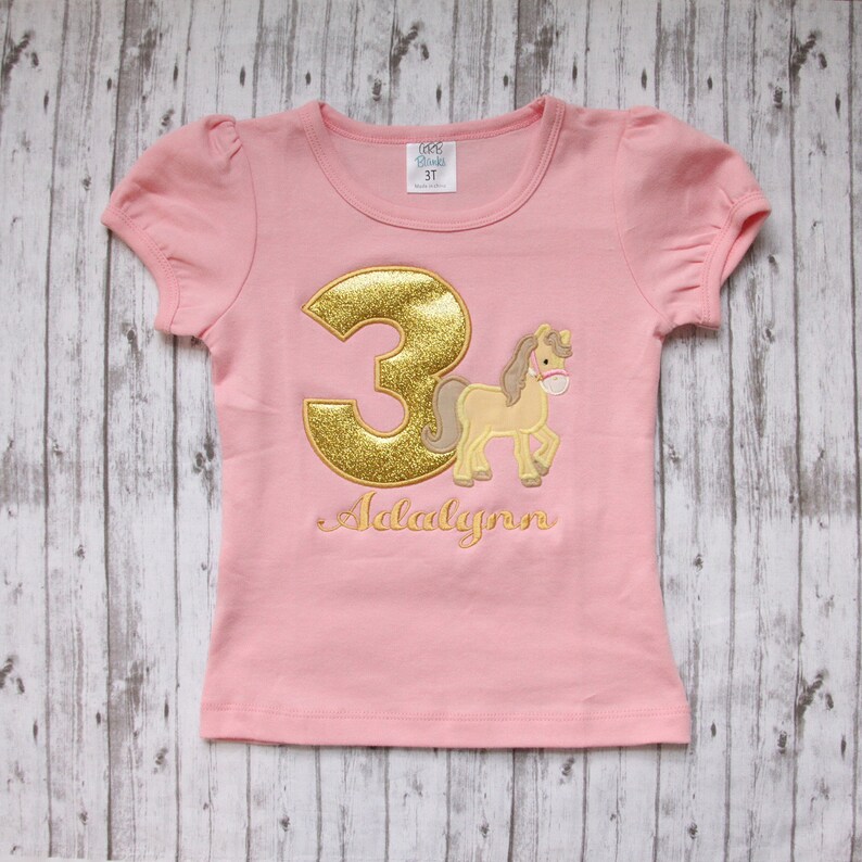 Embroidered Horse Birthday Shirt Girls Birthday Tshirt Etsy