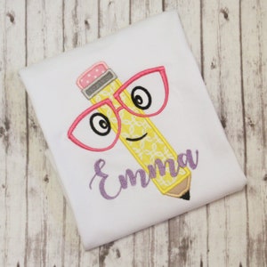 back to school shirt, back to school embroidery, pencil shirt, embroidered shirt, custom embroidered t-shirt, cute back to school