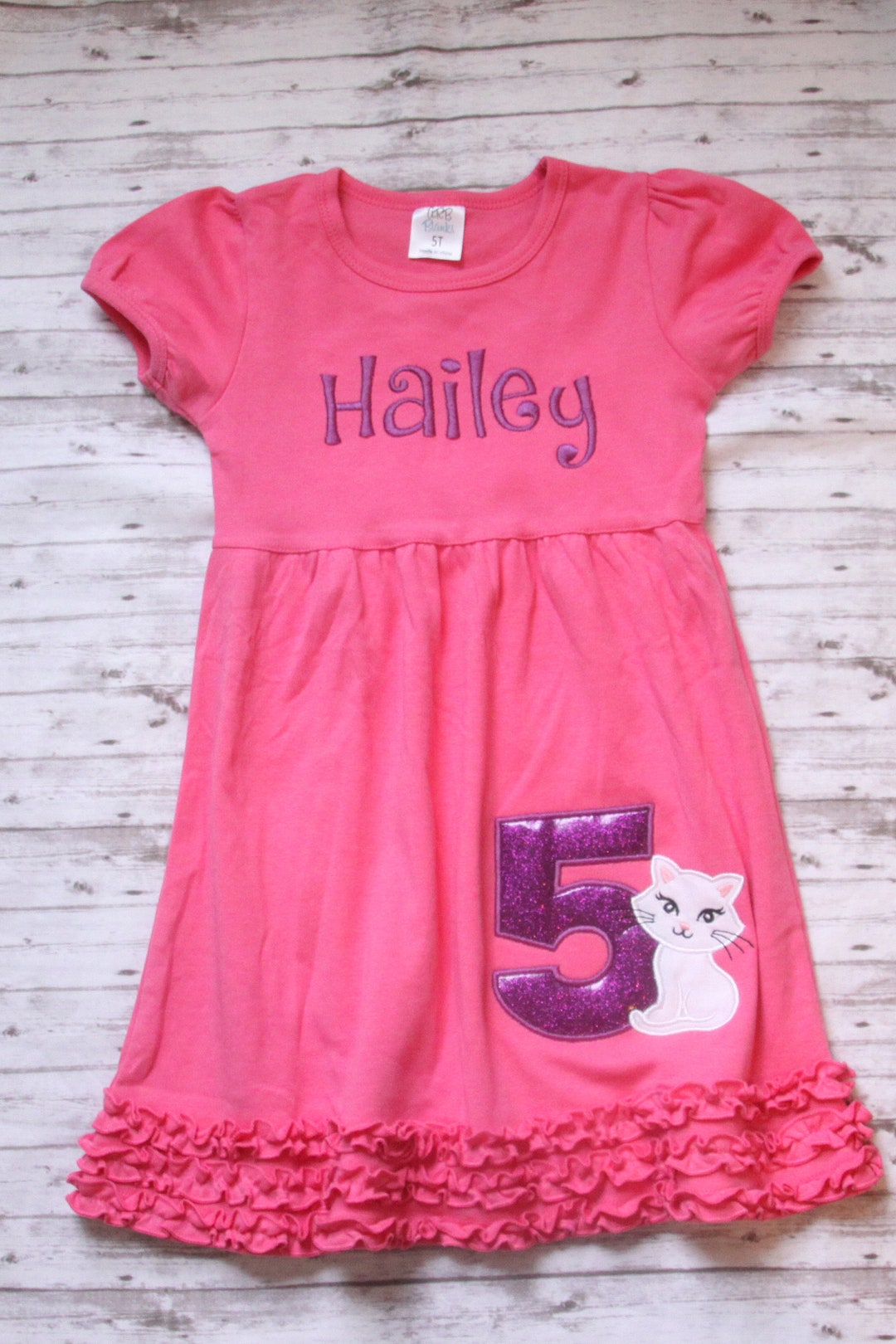 Embroidered Kitten Dress Embroidered Cat Birthday Dress Etsy