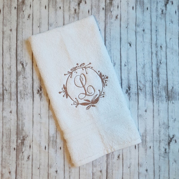 Embroidered bath hand towel, monogrammed hand towel, Beach Bath Decor, bathroom decor