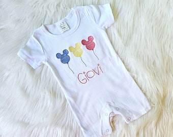 Mickey Balloon Romper, Mickey Romper, Disney Baby Outfit, Baby Boy