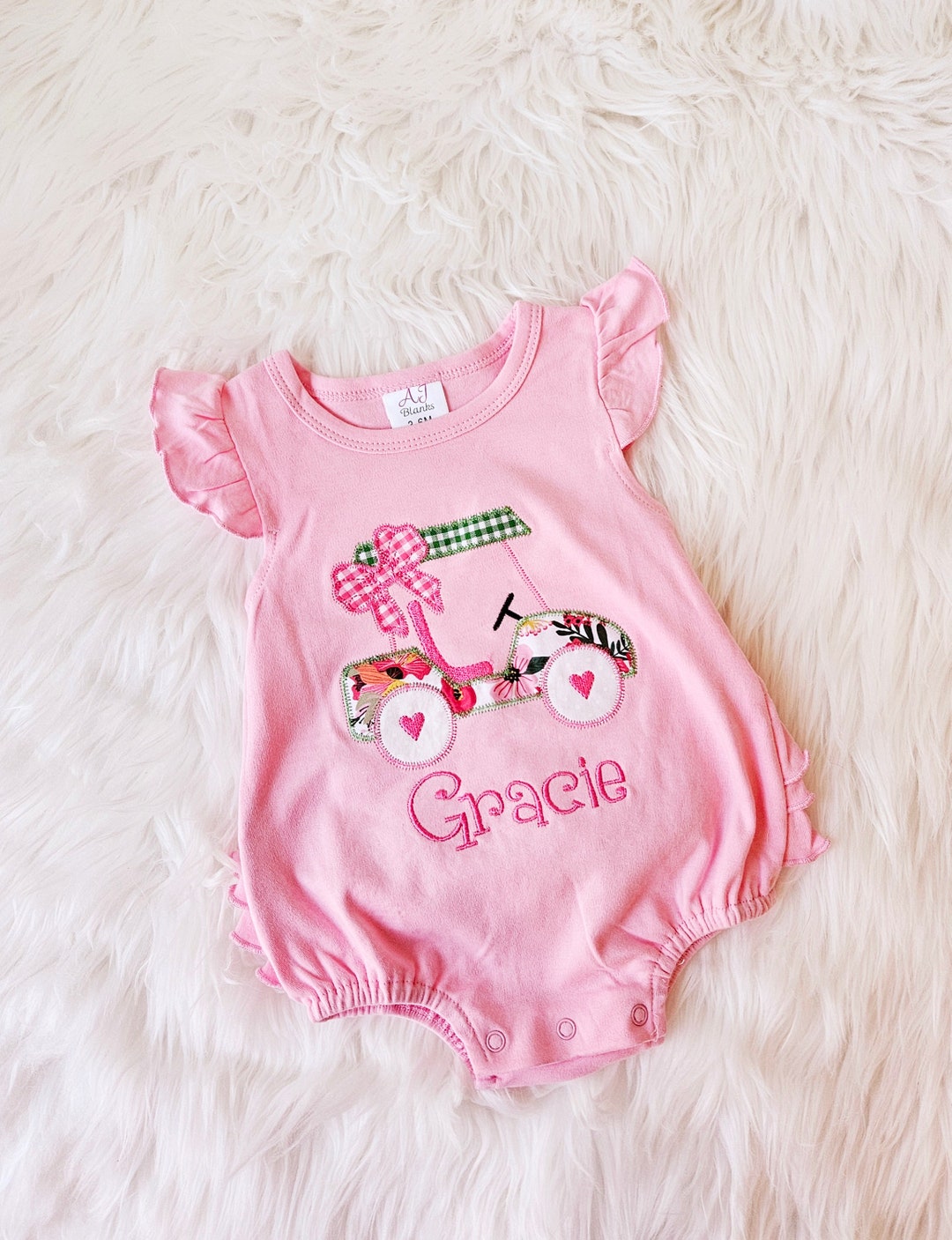 Zooming Golf Carts Romper with Contrast Sleeves main image 1