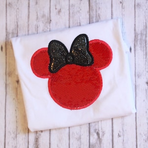 Mermaid Sequin Minnie Shirt, Red Minnie Shirt, Red Mermaid Sequin Minnie Shirt