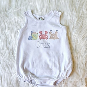Beach Romper, Boys Beach Themed Bubble, Baby Boy Beach Outfit