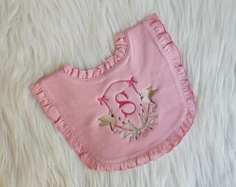Embroidered Duck Ruffle Bib