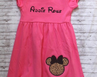 Embroidered Minnie Safari Dress, Monogrammed little girls dress, Personalized Disney dress, Disney Outfit