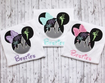 Embroidered Minnie Castle Shirt, Disney Castle Shirt, Embroidered Minnie Head T-shirt, Girls Disney Shirt, Disney Outfit