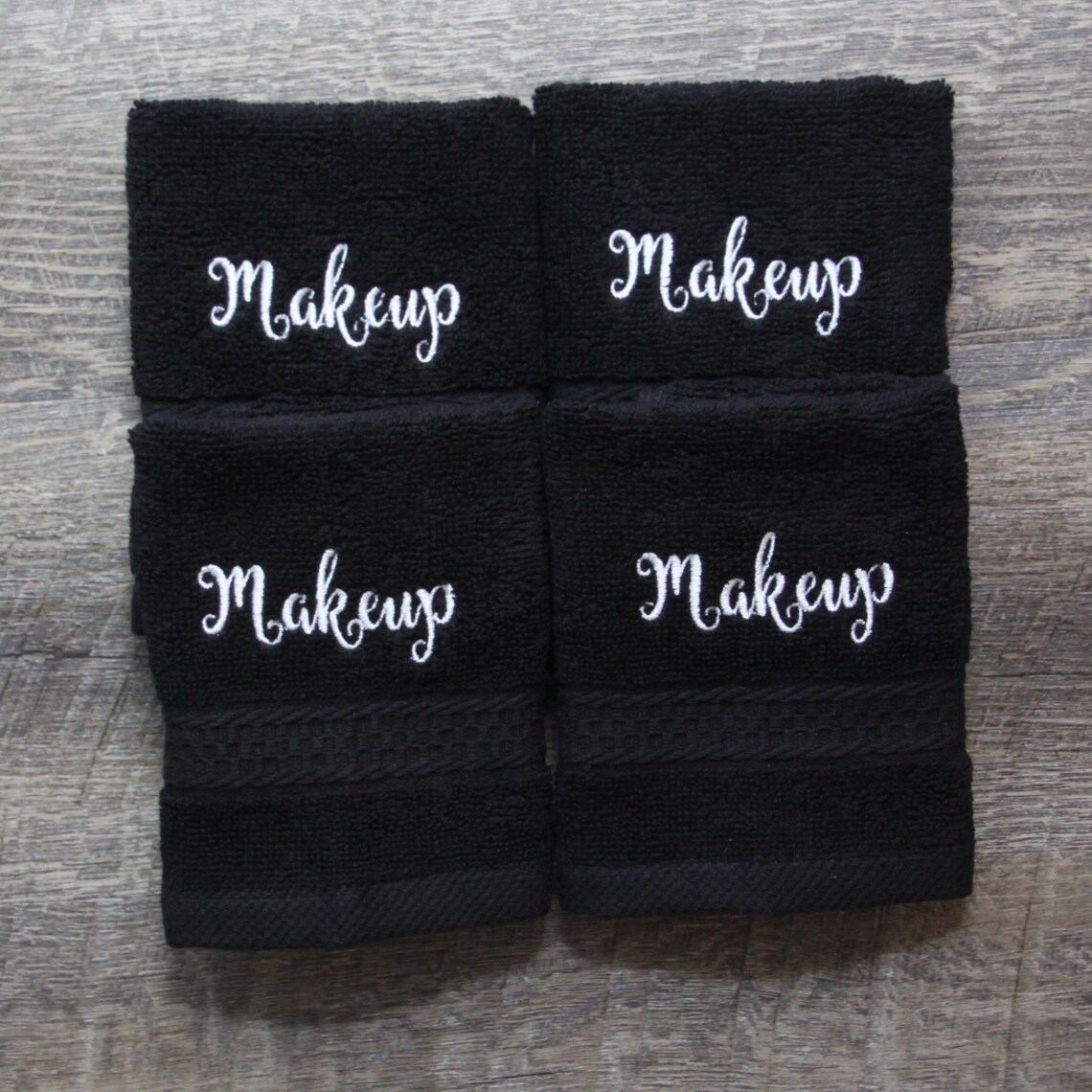 Black Makeup Washcloth, Black Makeup Towel, Embroidered Bath Wash Cloth ...