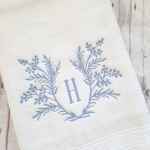 Embroidered bath hand towel, monogrammed hand towel, Beach Bath Decor, bathroom decor image 2