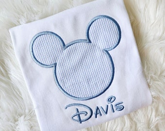 Embroidered Seersucker Mickey t-shirt