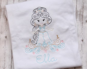 Embroidered Princess t-shirt, Rapunzel t-shirt, Mermaid shirt