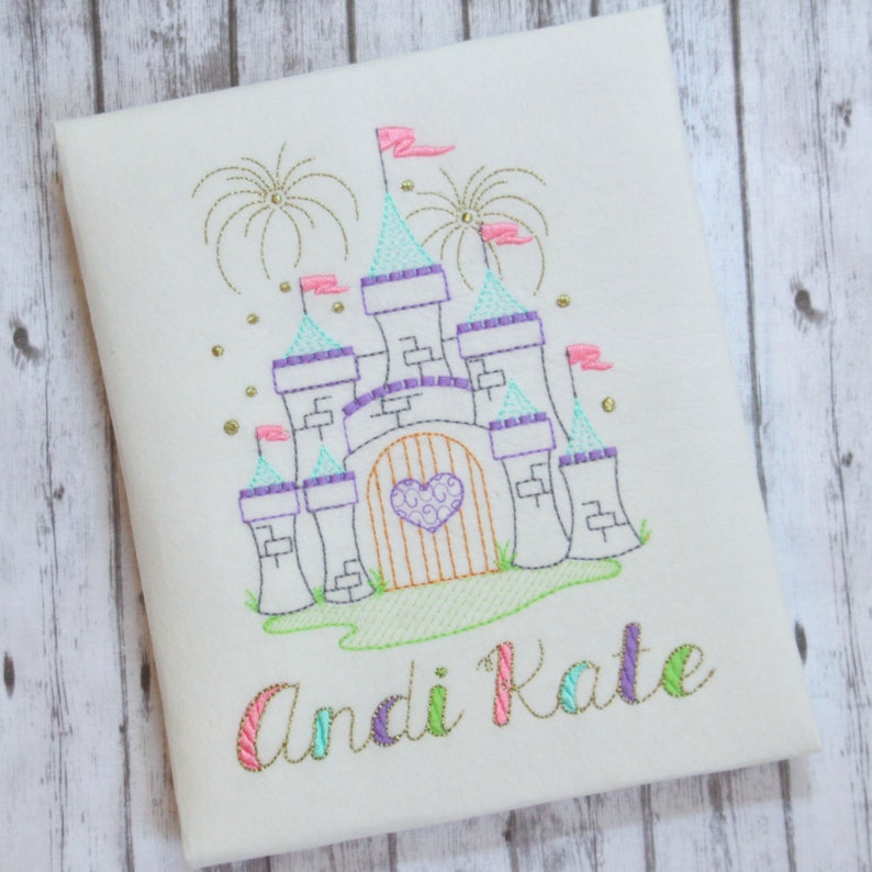 Castle Shirt Embroidered Disney Castle Tshirt Castle Etsy