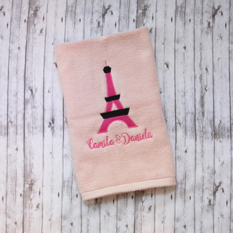 Paris hand towel Embroidered girls bath towel Little girls | Etsy
