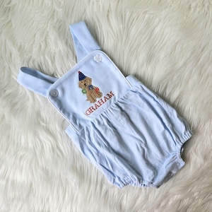 Embroidered Puppy Sunsuit with birthdayembroideredon back, Monogrammed Dog Birthday Outfit