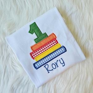 Embroidered Book Birthday Shirt, Boys Book Themed Birthday T-shirt, Little Girls Birthday Outfit, Book Shirt, Personalized birthday shirt