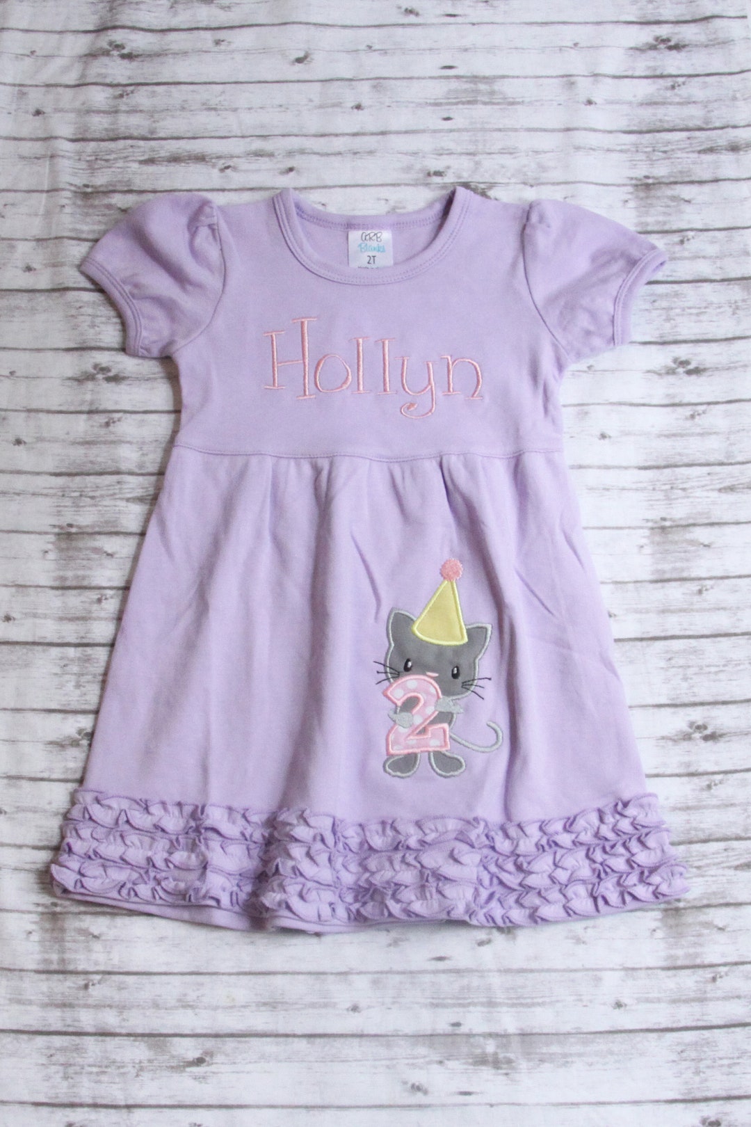 Embroidered Kitten Dress Embroidered Cat Birthday Dress Etsy