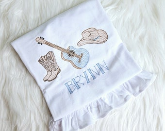 Guitar Ruffle Shirt, Music Shirt