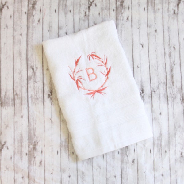 Embroidered bamboo bath hand towel, monogrammed hand towel, Bamboo Bath Decor, bathroom decor