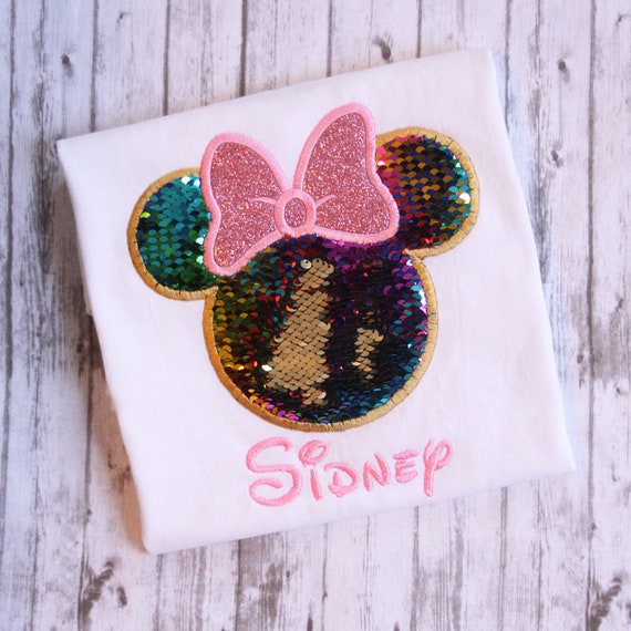 Mermaid Sequin Minnie Shirt Rainbow Minnie Shirt Rainbow Mermaid Sequin Minnie Shirt Etsy